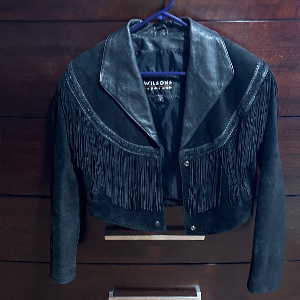 Wilson Women's Black Leather Fringe Jacket